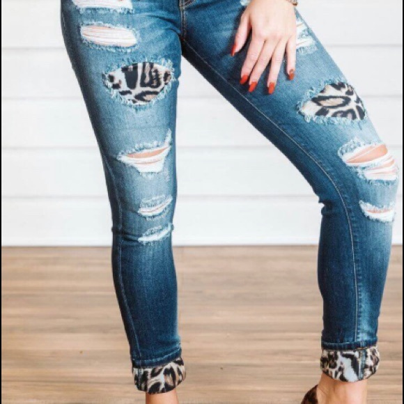 KanCan Denim - Firm Price/ Kat KanCan Leopard Patch Jeans